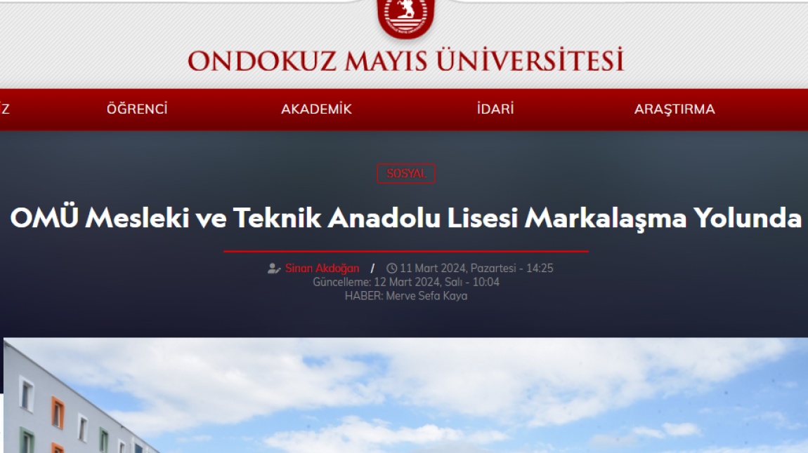 Ondokuz Mayıs Üniversitesi Haberlerinde OMÜ MTAL